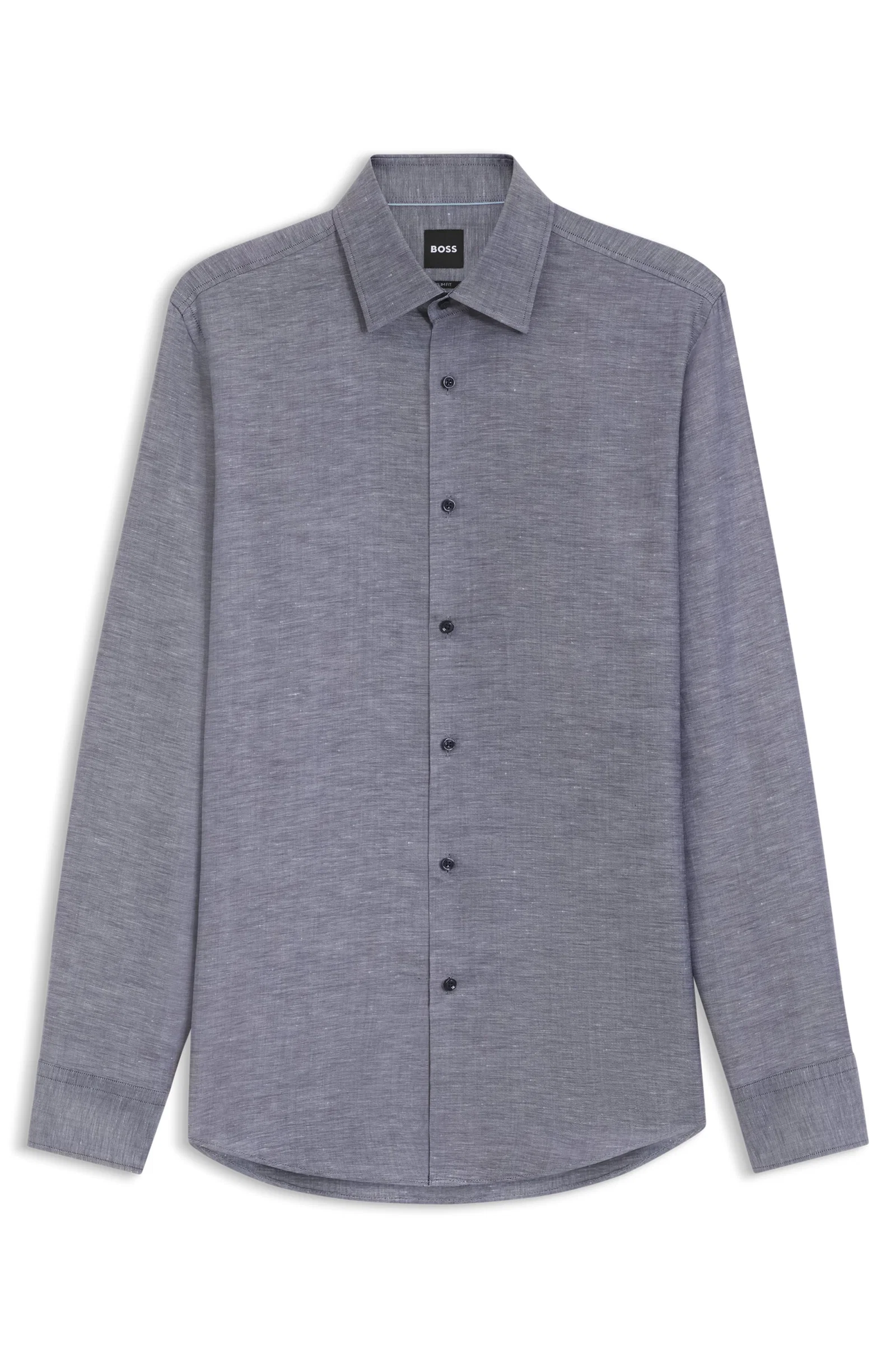 Camisa Slim Fit Em Sarja De Mistura De Linho — imagem 1