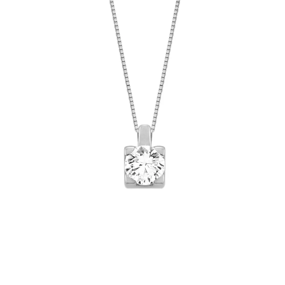 Pingente Solitário Forever em Ouro Branco 18k com 0,25ct de Diamante, 7mm — imagem 1