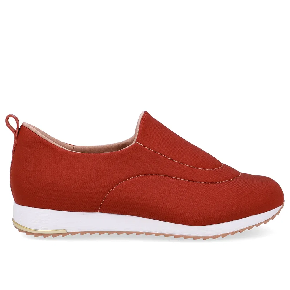 Tênis Slip On Marrom Telha Elastano Costura — imagem 1