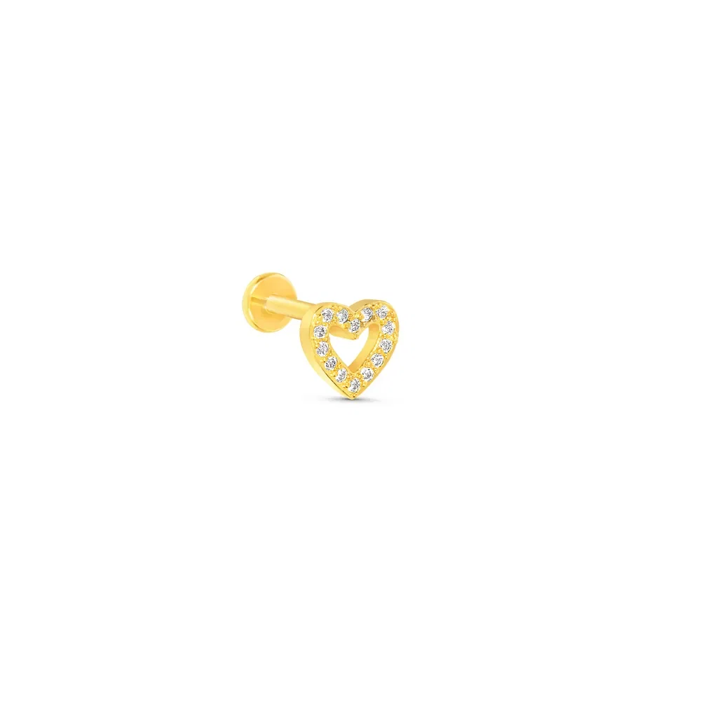 Piercing Life Coração Aço Dourado Cravejado — imagem 1