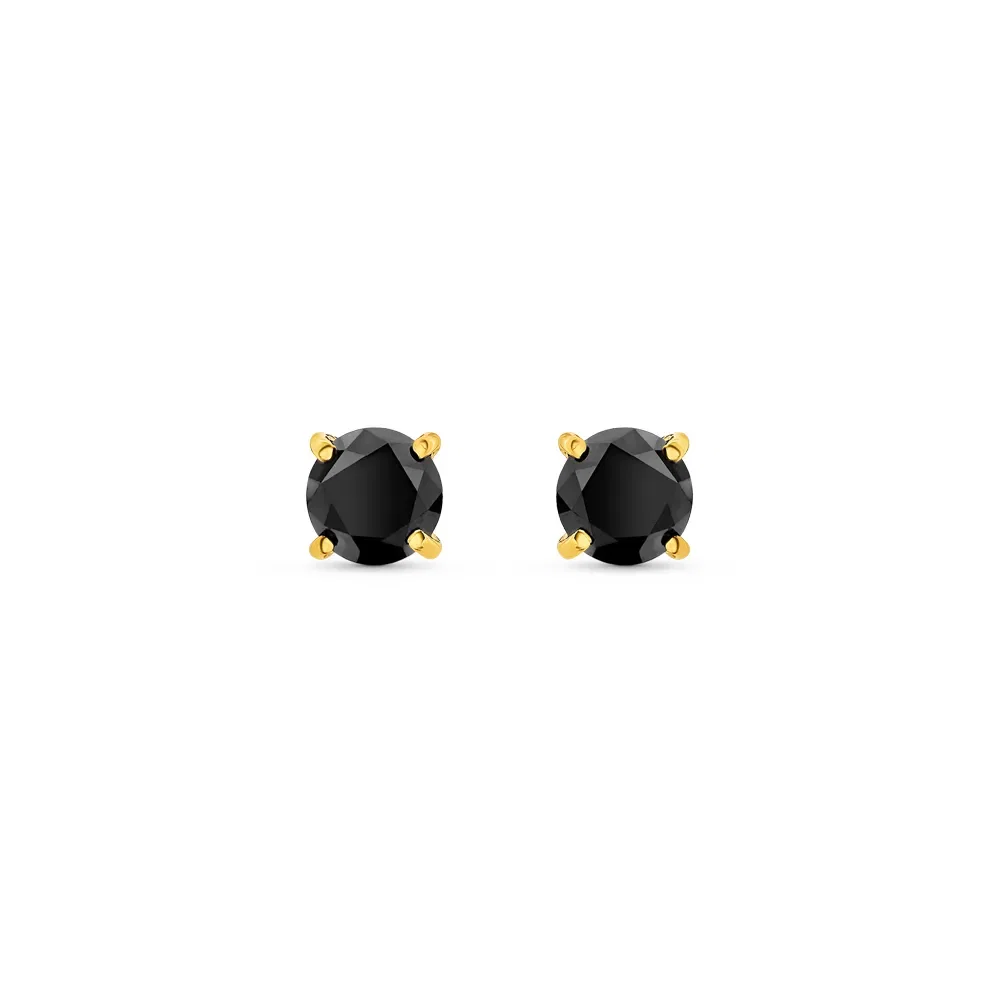 Brinco Solitário Expressão em Ouro Amarelo 18k com 1ct de Diamante Negro — imagem 1