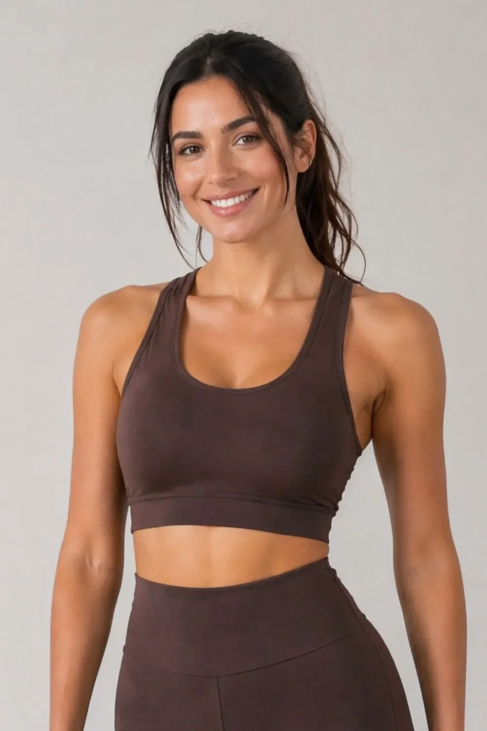 Top Nadador Fitness Com Bojo Polo Wear Marrom — imagem 1
