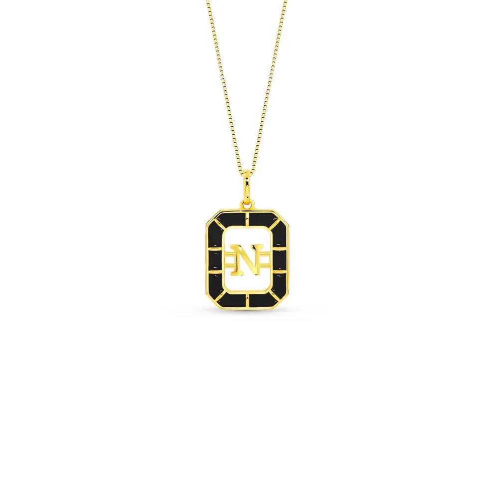 Pingente Alfabeto Letra N em Ouro Amarelo 18k com Esmalte, 14mm — imagem 1