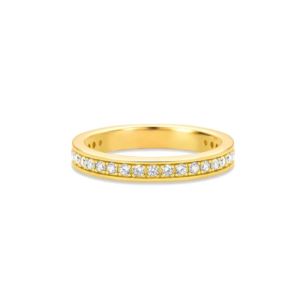 Anel Life Glam em Prata 925 com Banho de Ouro Amarelo 18k e Pedras Incolores