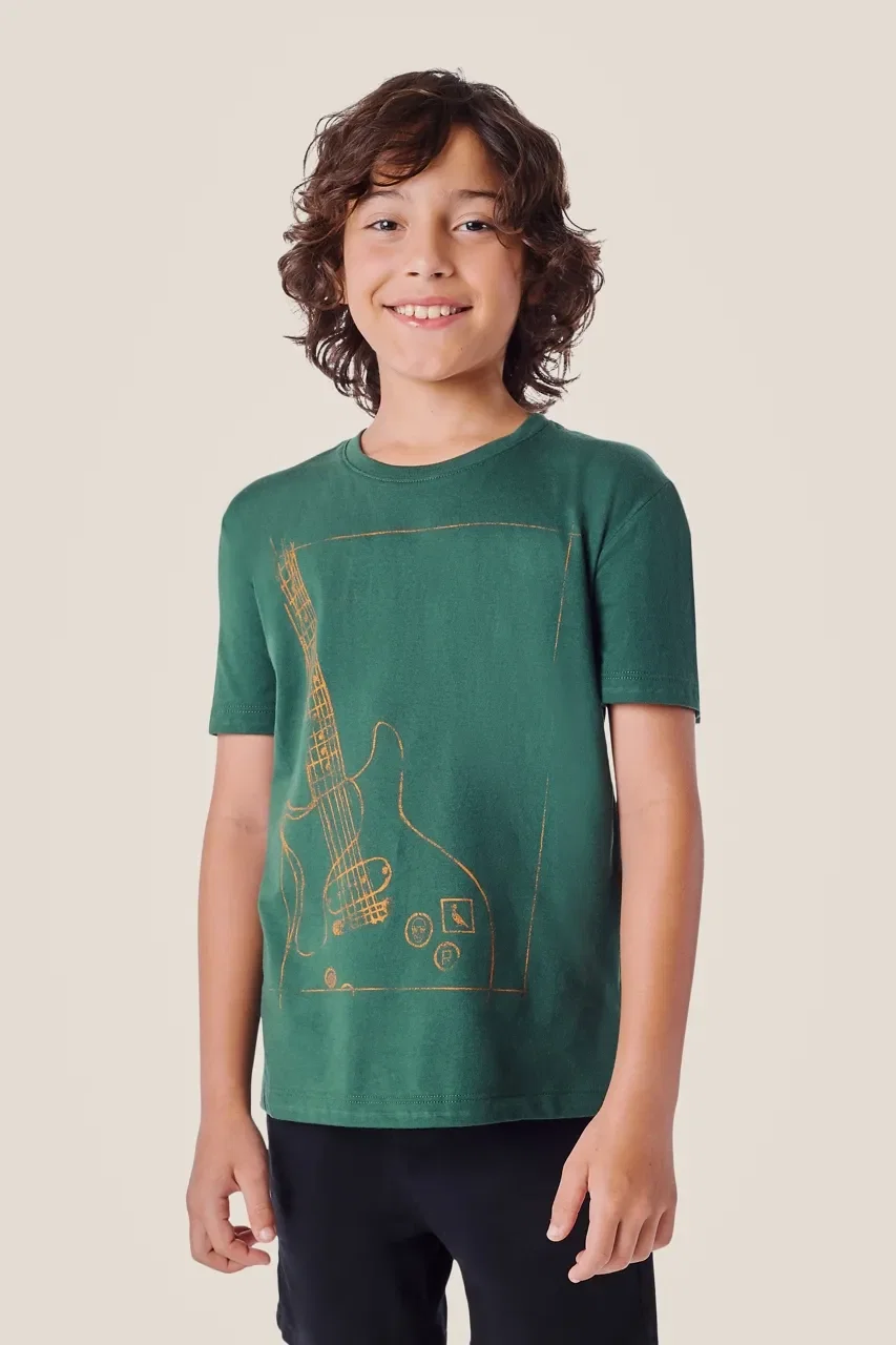 Camiseta Estampada Mini Sm Guitarra