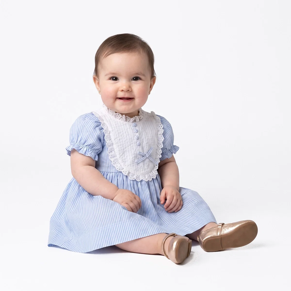Vestido Manga Curta Com Calcinha Bebê Festivo Tricoline Tip Top