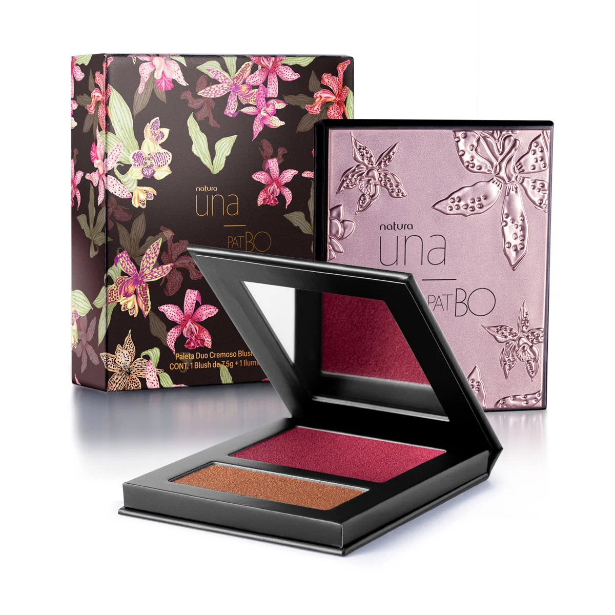 Duo de Blush e Iluminador Peony Natura Una e PatBO 5 g