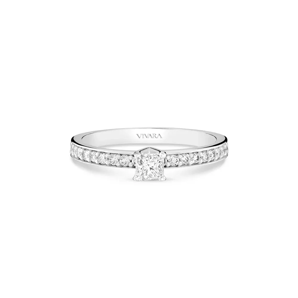 Anel Solitário Shapes em Ouro Branco 18k com 0,35ct de Diamante