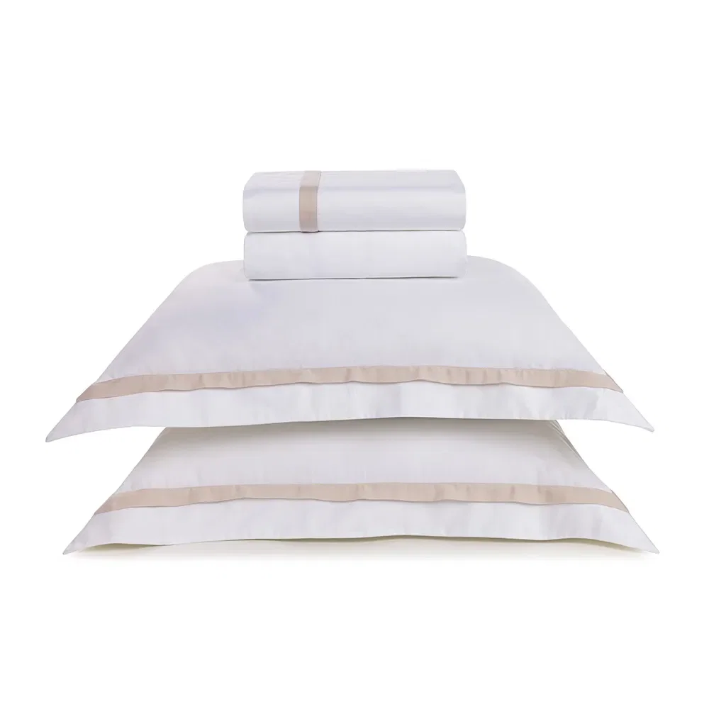 Jogo de Cama King 300 Fios Algodão Egípcio Vercelli Branco / Rose