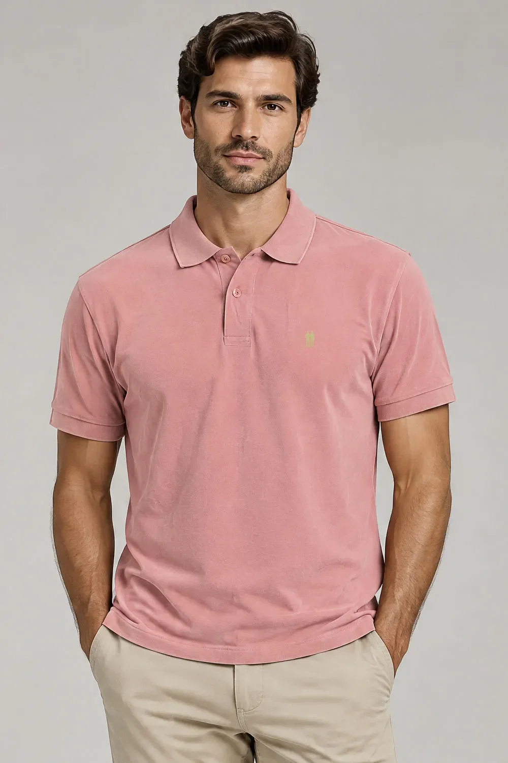 Polo Piquet Lisa Com Botão Polo Wear Rosa
