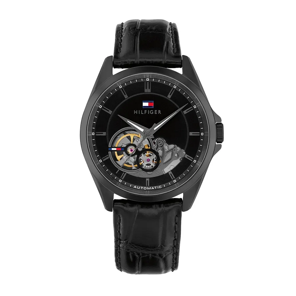 Relógio Tommy Hilfiger Baker Automático Masculino em Couro Preto 1710714 — imagem 1