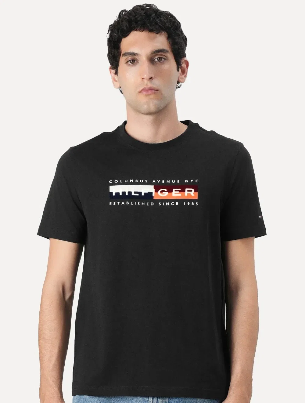 Camiseta Tommy Hilfiger Masculina Colour Block Graphic Preta