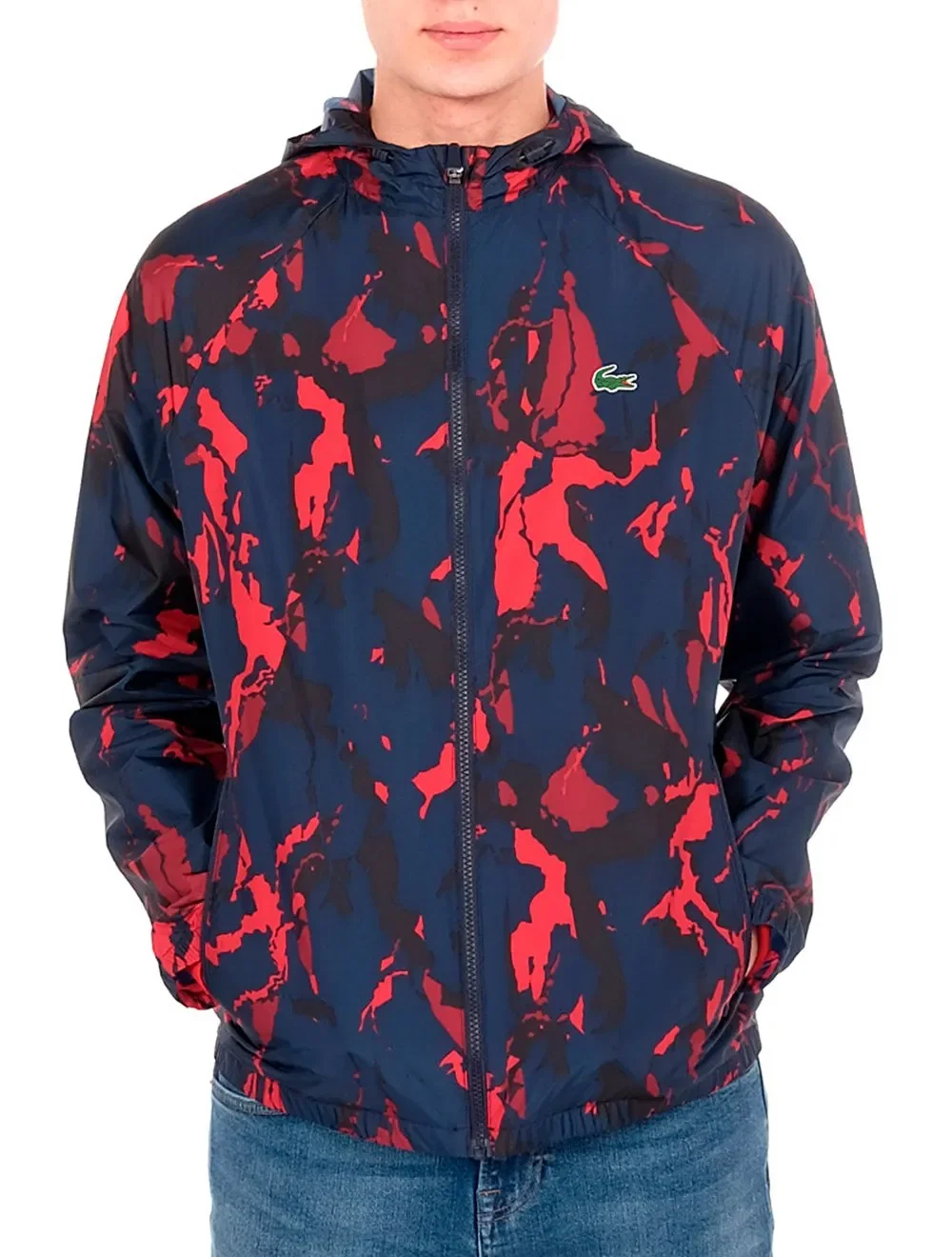Jaqueta Lacoste Masculina Sport Corta Vento Novak Marinho / Vermelha