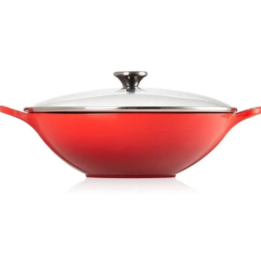 Panela Wok Ferro com Tampa 32cm Signature Le Creuset Vermelha — imagem 1