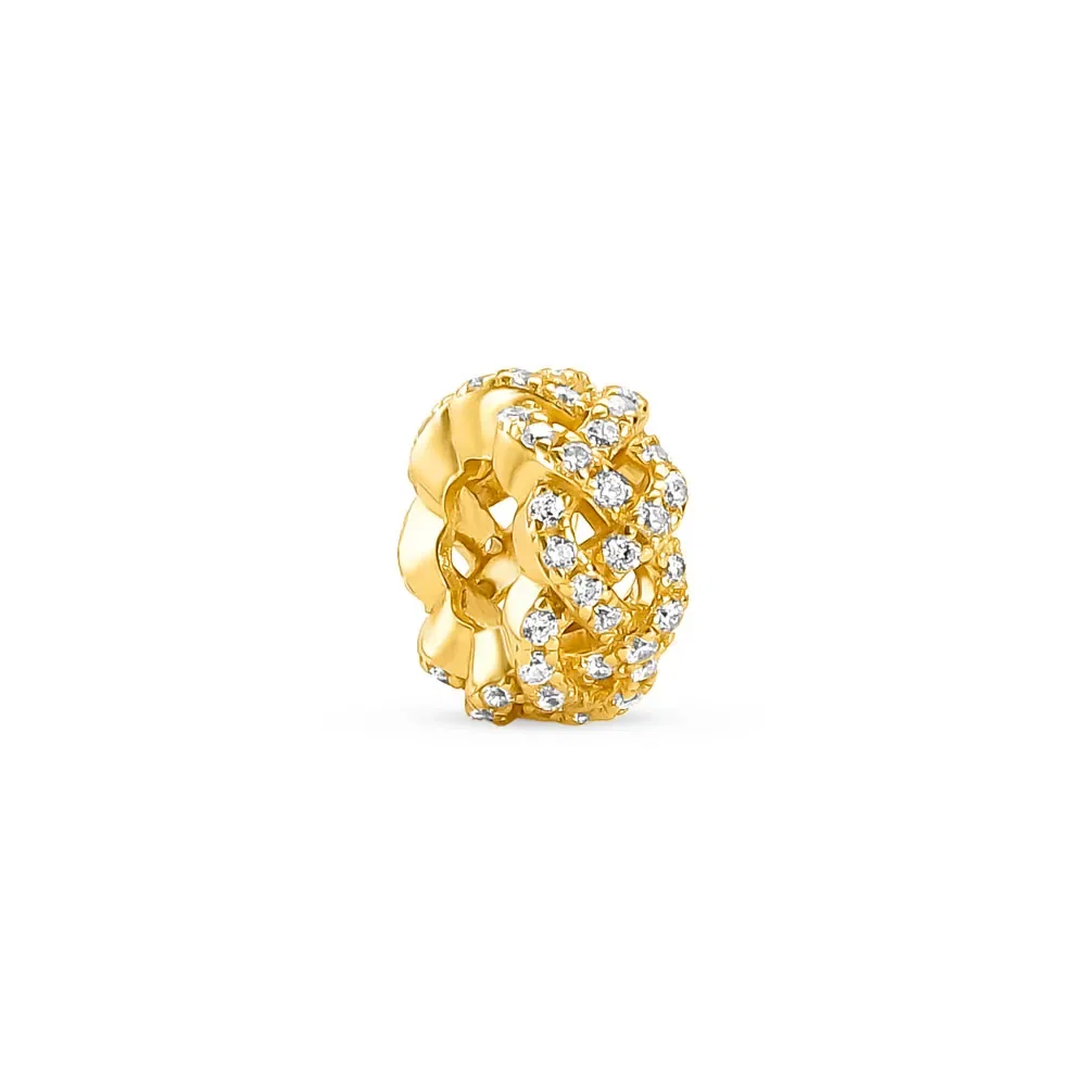 Separador Life Tranças em Prata 925 com Banho de Ouro Amarelo 18k e Pedras Incolores