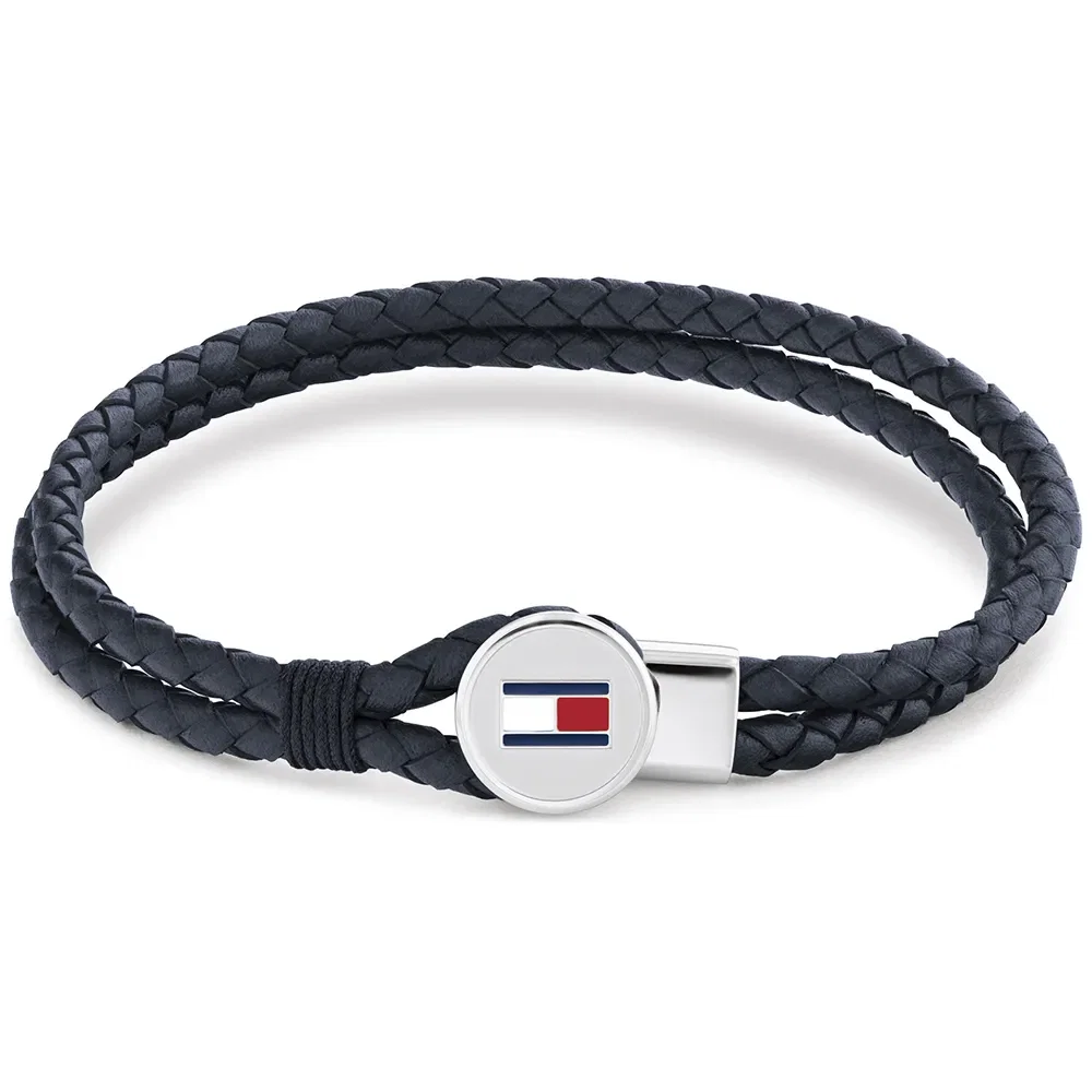 Pulseira Tommy Hilfiger Bruce Leather em Couro Azul 2790656S