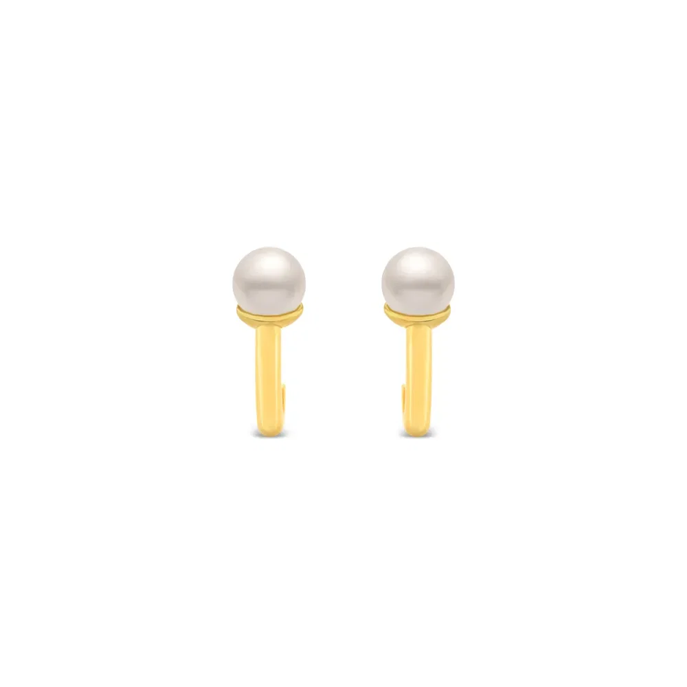 Argola Life Pérola em Prata 925 com Banho de Ouro Amarelo 18k, 15,5mm — imagem 1