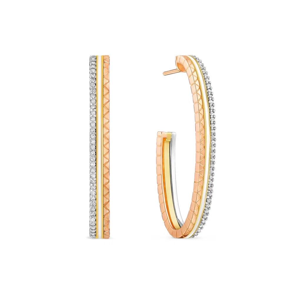 Argola Icona em Ouro Amarelo, Ouro Branco e Ouro Rosé 18k com Diamantes 0,57ct, 39mm — imagem 1