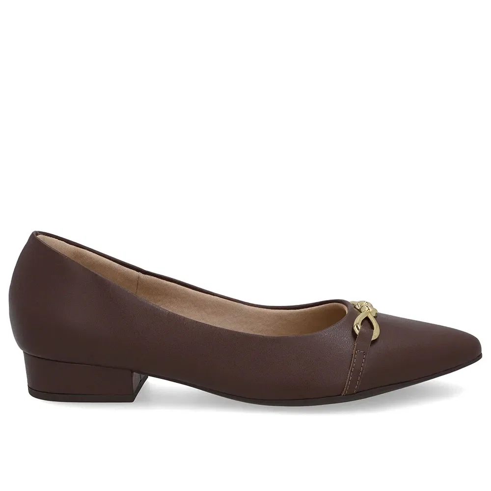 Scarpin Marrom Pinhão Bico Fino Enfeite Top — imagem 1