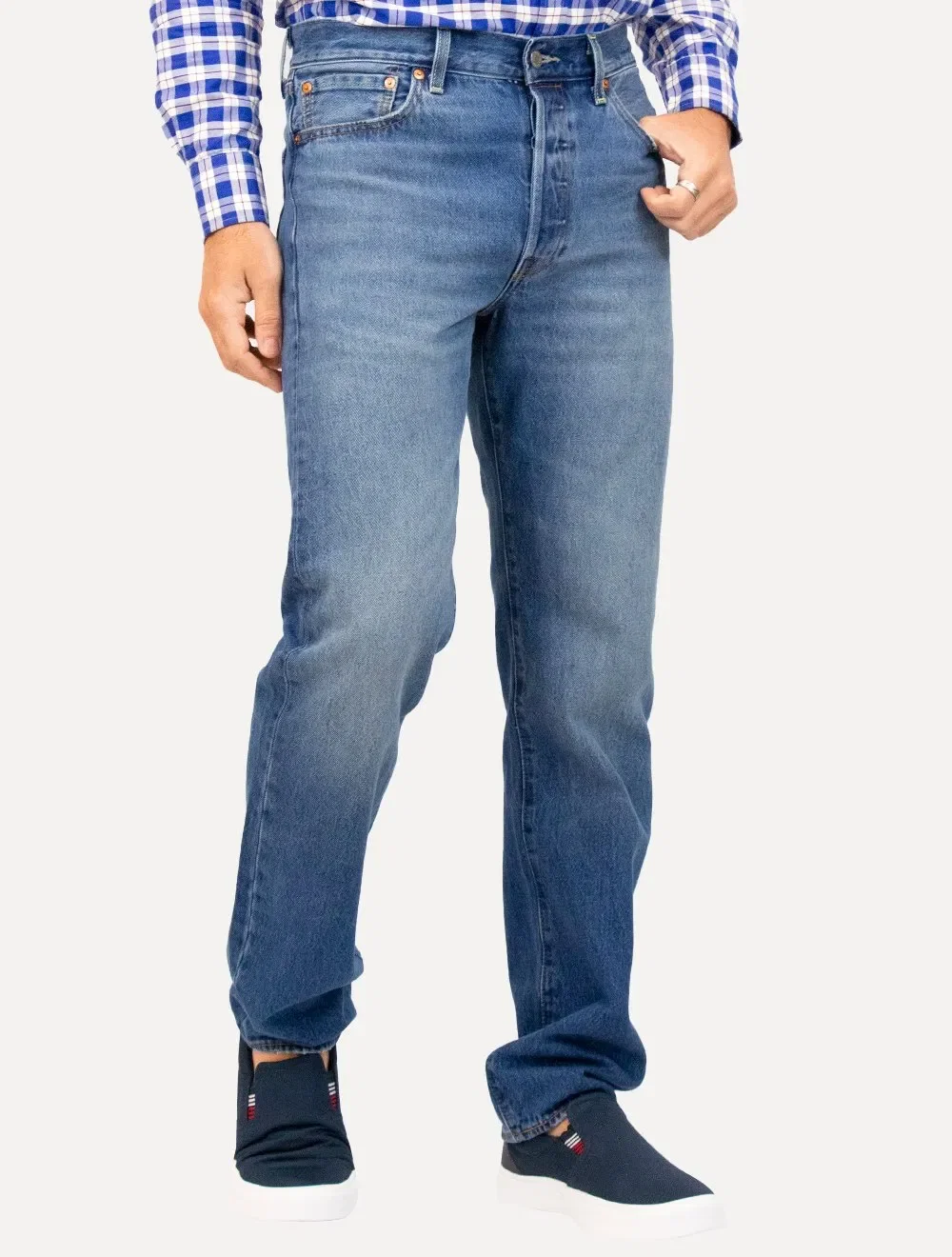 Calça Levis Jeans Masculina Slim 501 '54 Original Azul Médio
