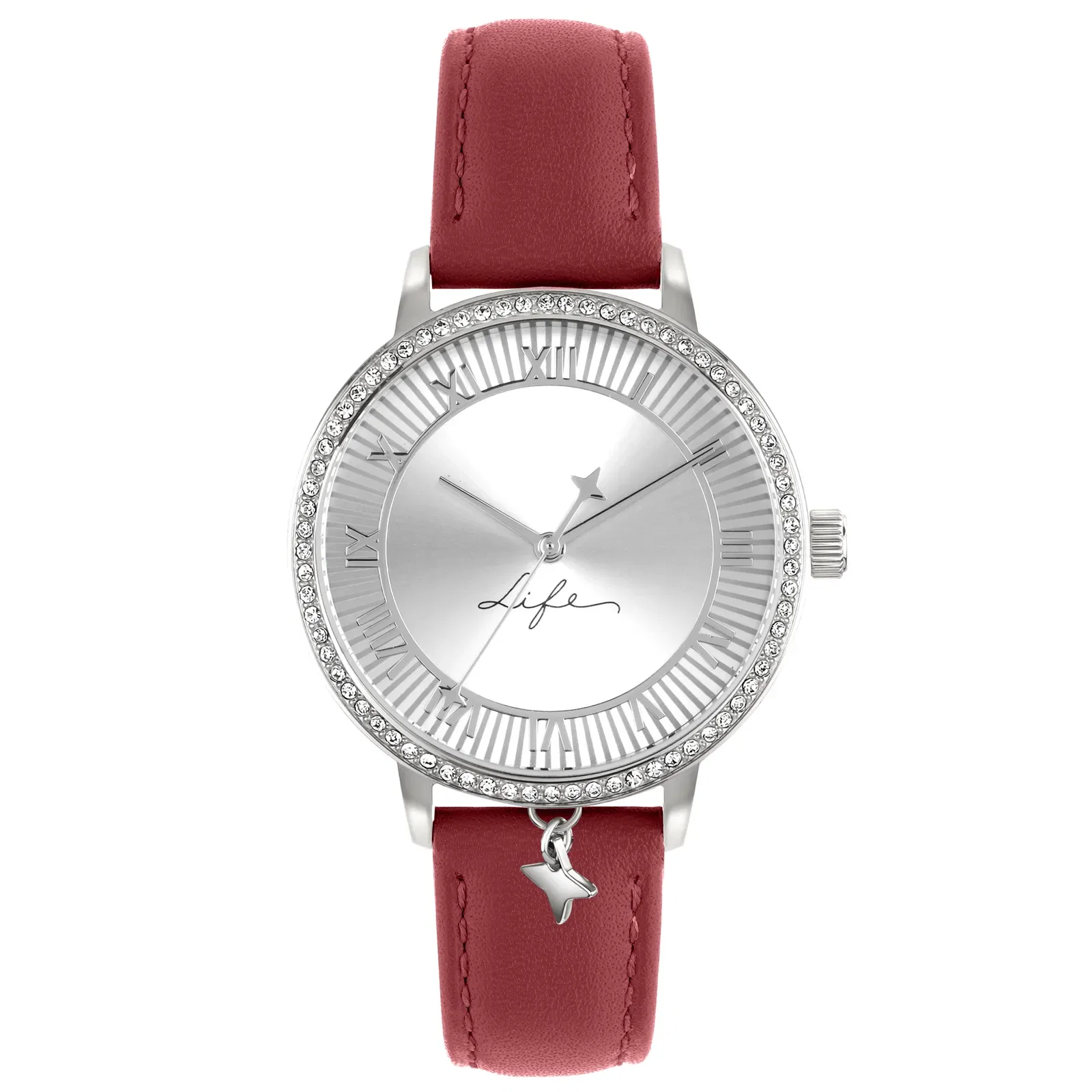 Relógio Life Star Feminino Couro Vinho — imagem 1