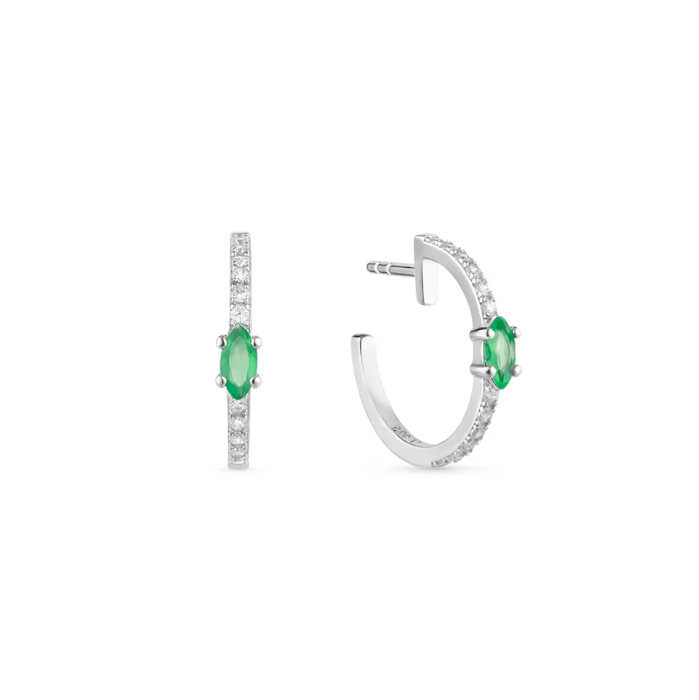 Brinco Life Nature em Prata 925 com Pedras Verdes e Incolores — imagem 1