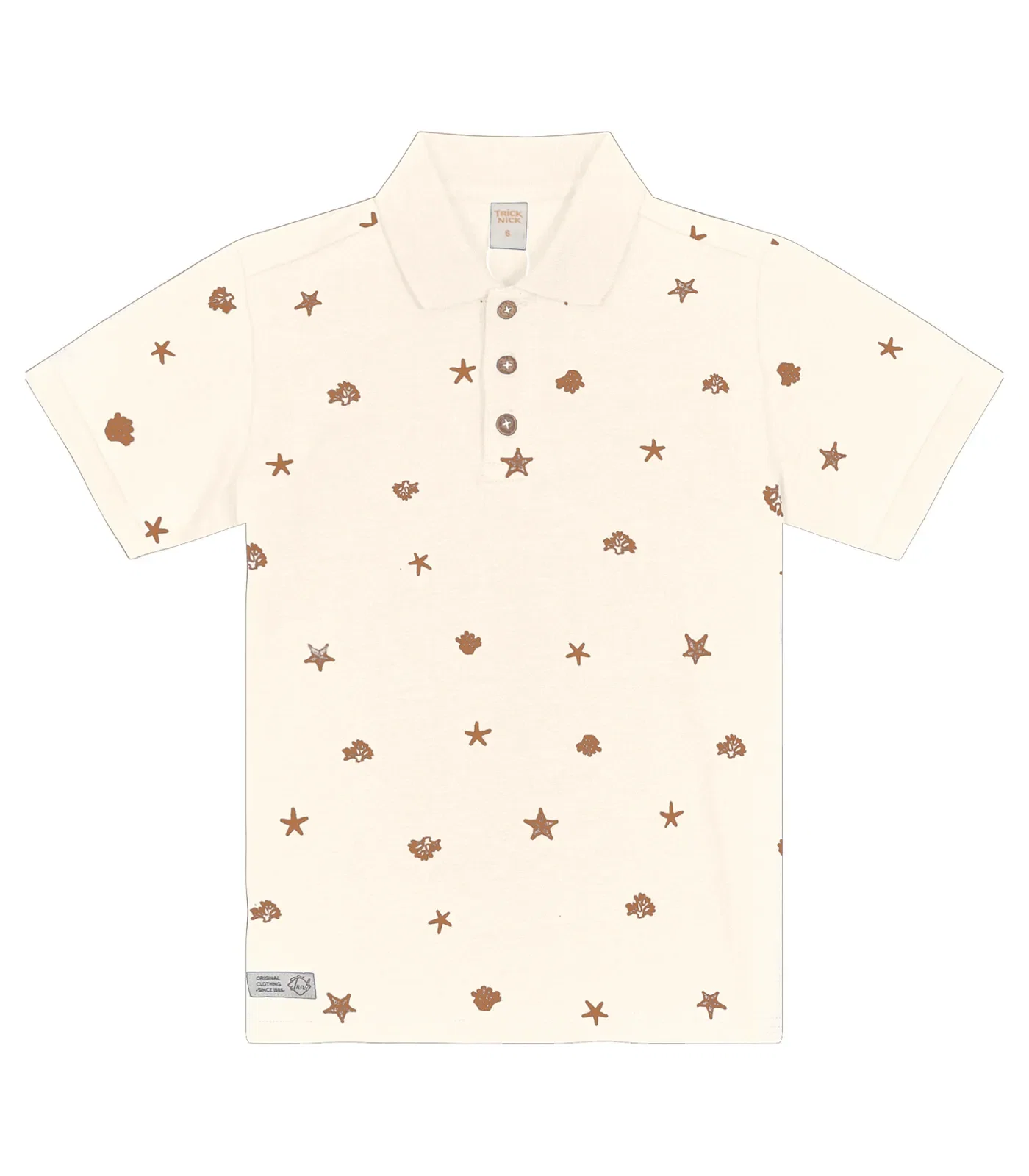 Polo Infantil Estampada Trick Nick Bege