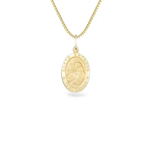 Pingente Medalha Santo Antônio em Ouro Amarelo 18k, 18mm