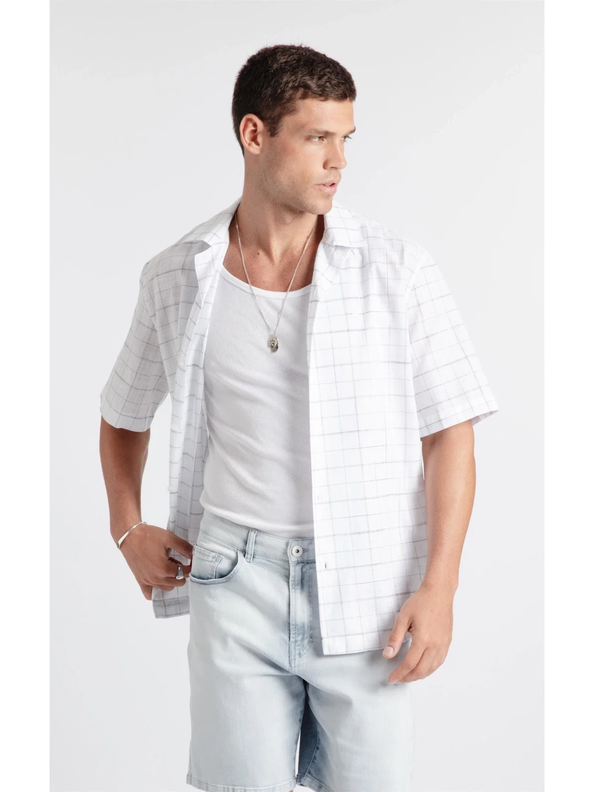 Camisa Linen Like Austin Vintage Hawai Branco — imagem 1
