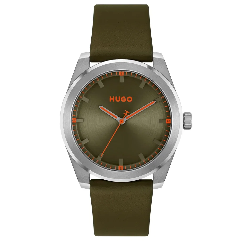 Relógio Hugo Masculino Couro Verde 1530351