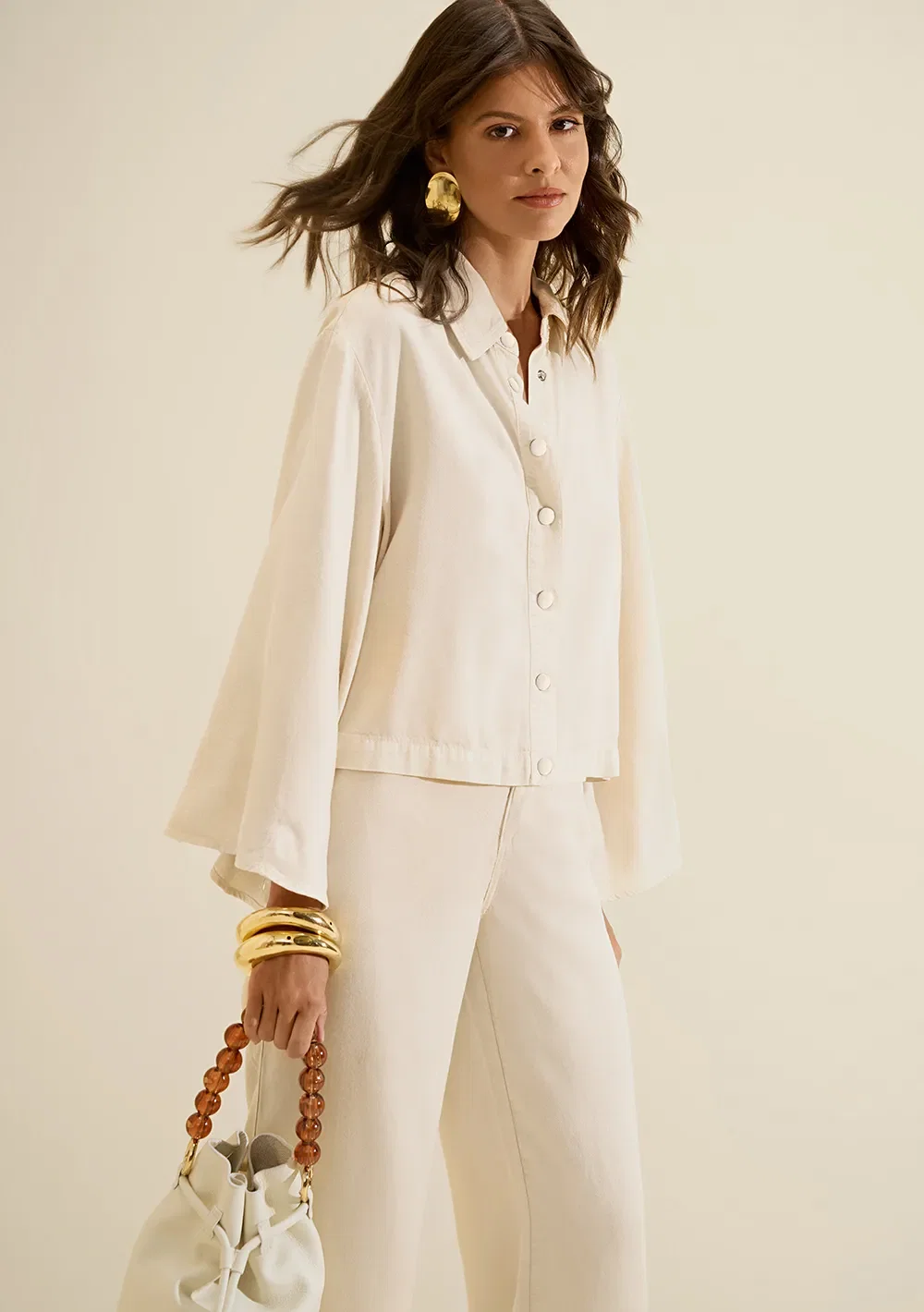 Camisa 7 Oitavos Florada Off White