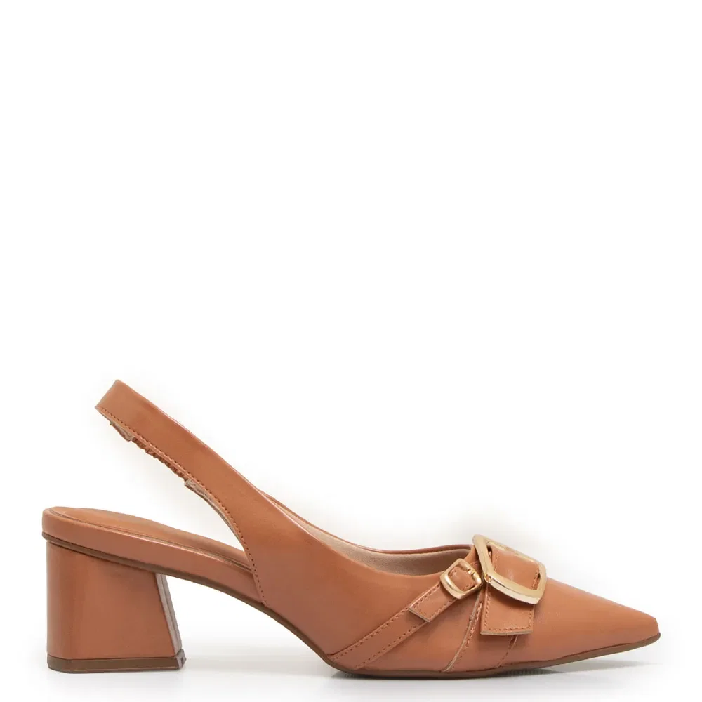 Scarpin Fivela Calce Fácil Caramelo