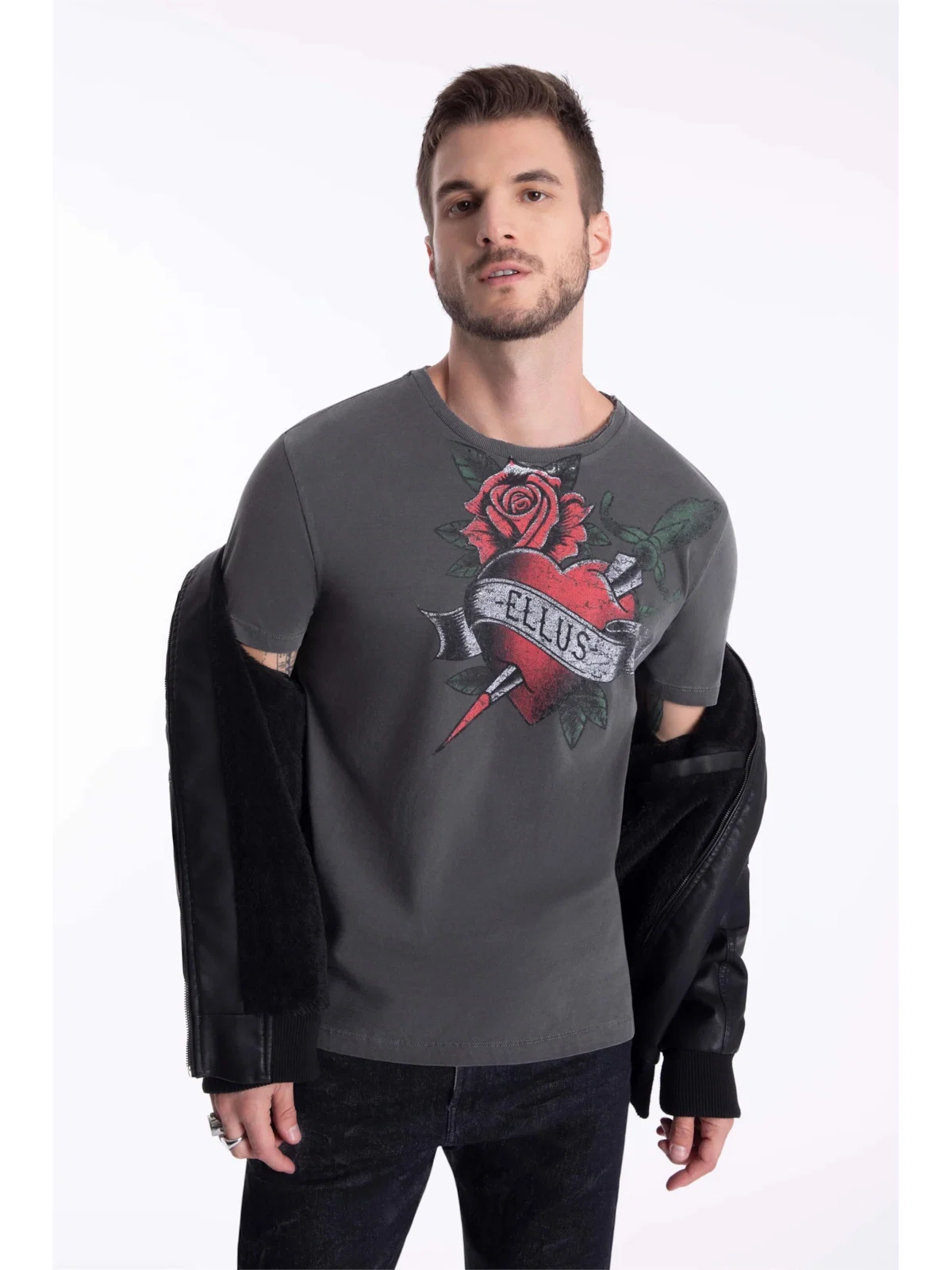 T-Shirt Washed Inked Heart Classic Preto — imagem 1