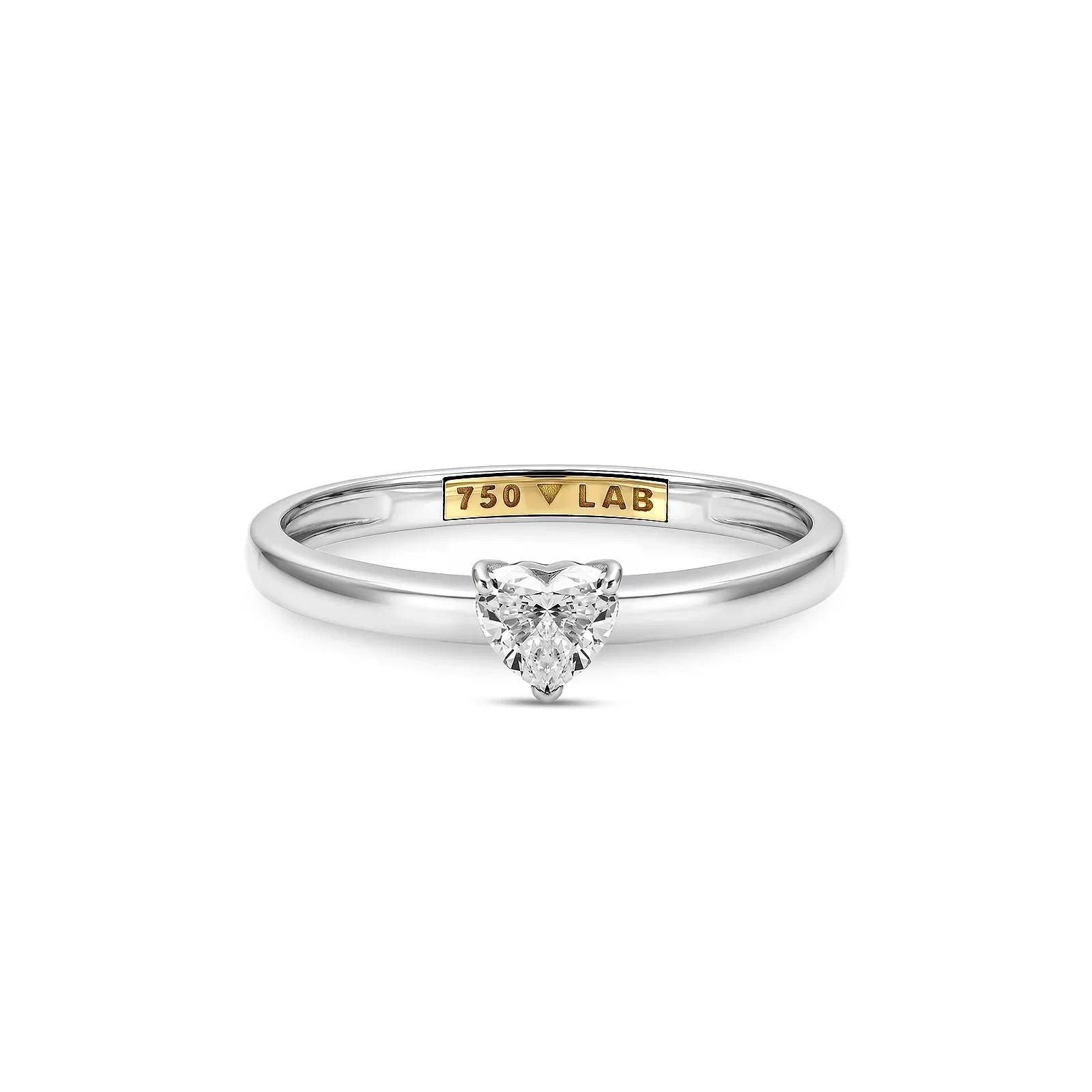 Anel Solitário Cielo Coração em Ouro Branco 18k com 0,3ct de Diamante de Laboratório