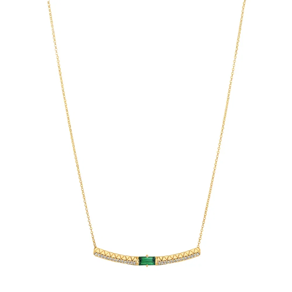 Colar Icona em Ouro Amarelo 18k com Turmalina Verde e Diamantes, 45cm — imagem 1