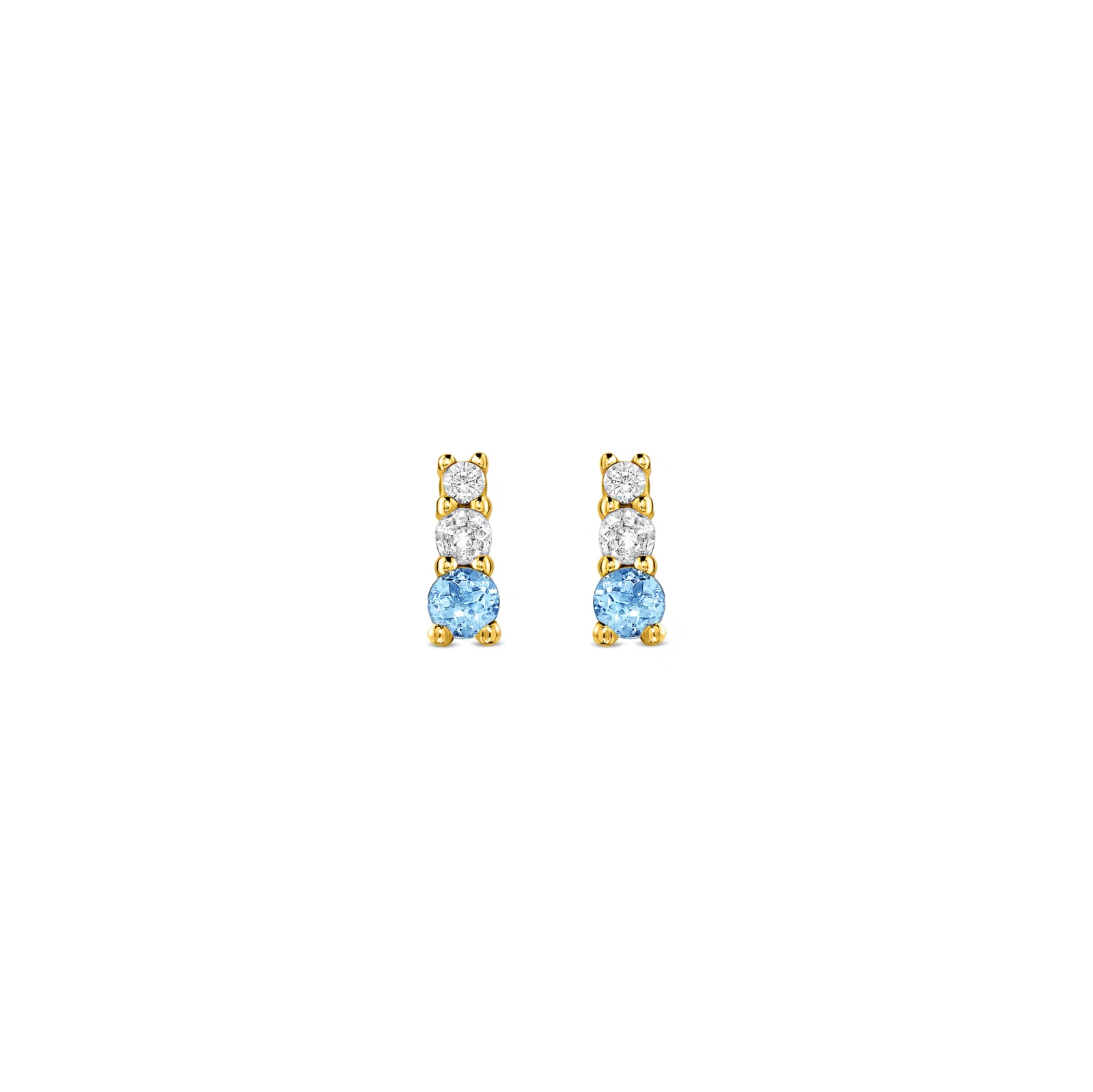 Brinco Cores em Ouro Amarelo 18k com Topázio Swiss e Safiras Incolores — imagem 1