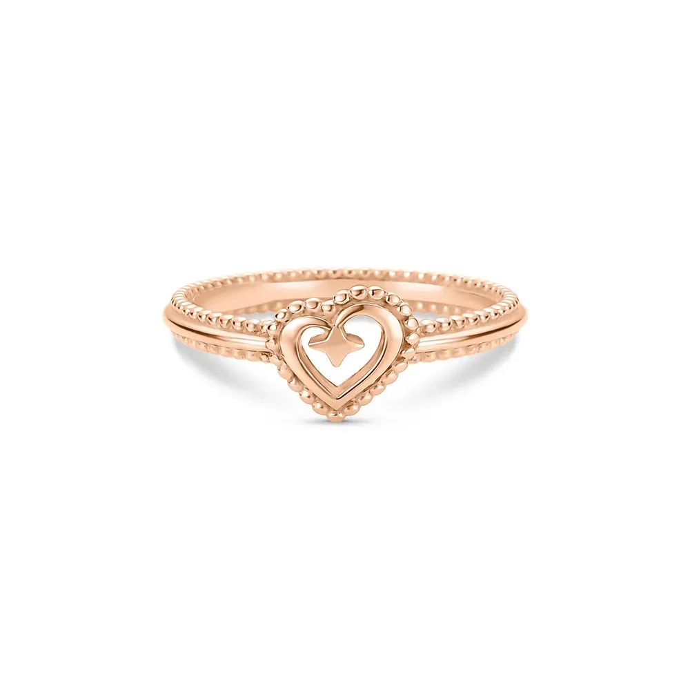 Anel Life Love Coração em Liga Rosé com Banho de Ouro Rosé 18k
