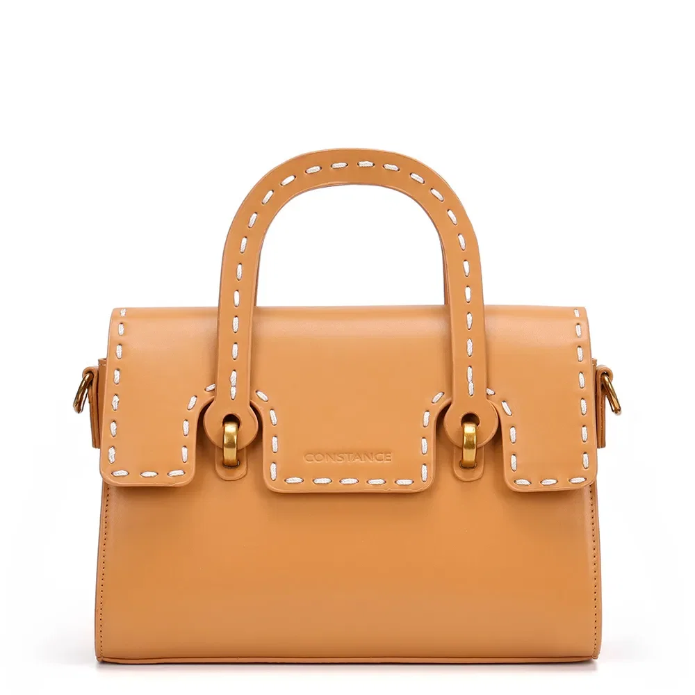 Bolsa Tiracolo Pesponto Bordado Caramelo