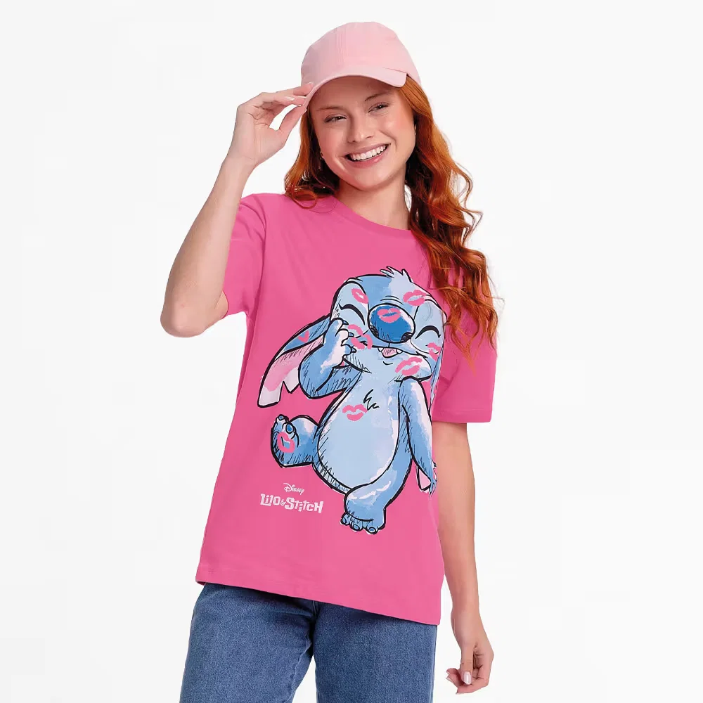 Blusa beijos Stitch em meia malha — imagem 1