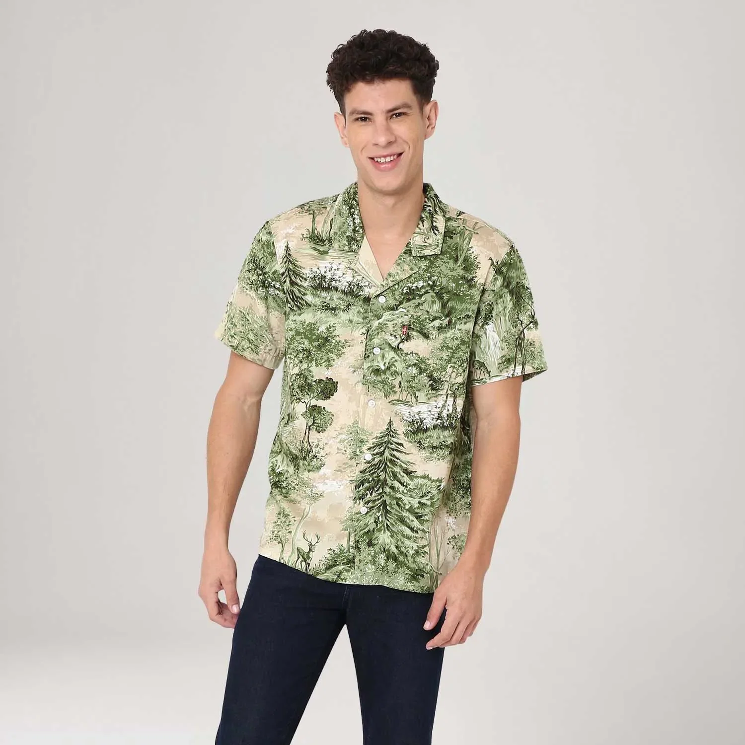 Camisa Levi's® Classic Camper Verde Estampada Manga Curta — imagem 1