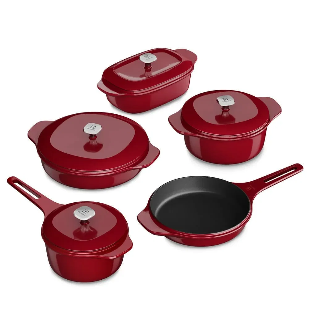 Jogo de Panelas Electrolux de Ferro Esmaltado Vermelhas 5 peças Expert — imagem 1