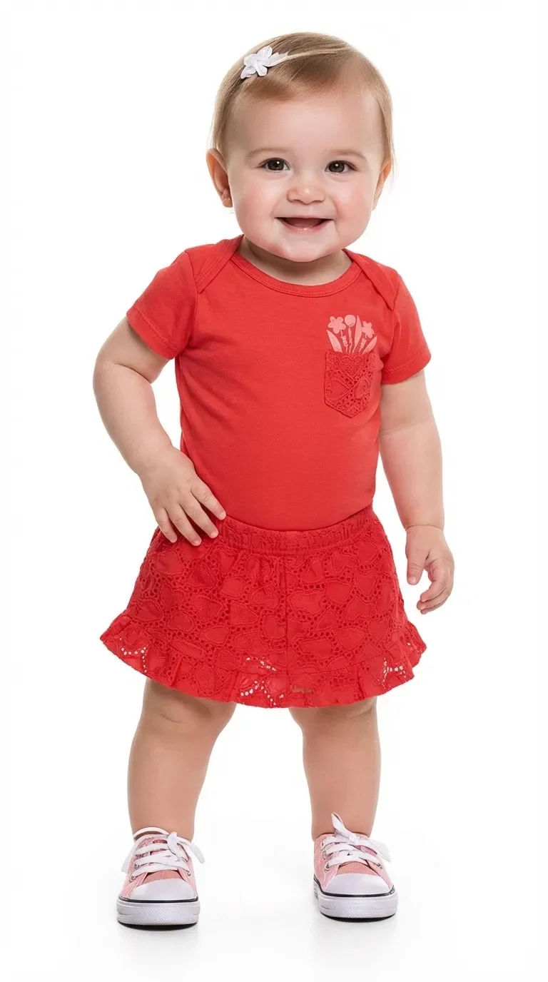 Conjunto body manga curta e short com botão de pressão
