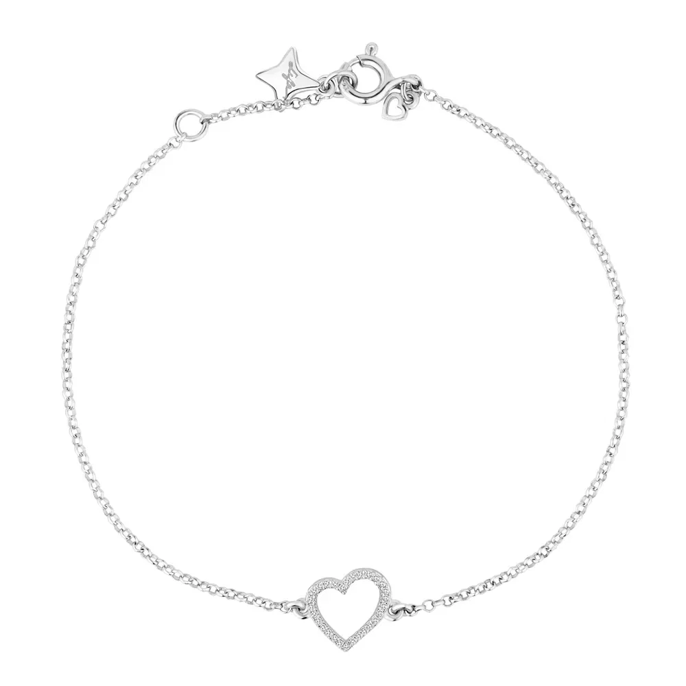 Pulseira Life Love Coração em Prata 925 com Pedras Incolores — imagem 1
