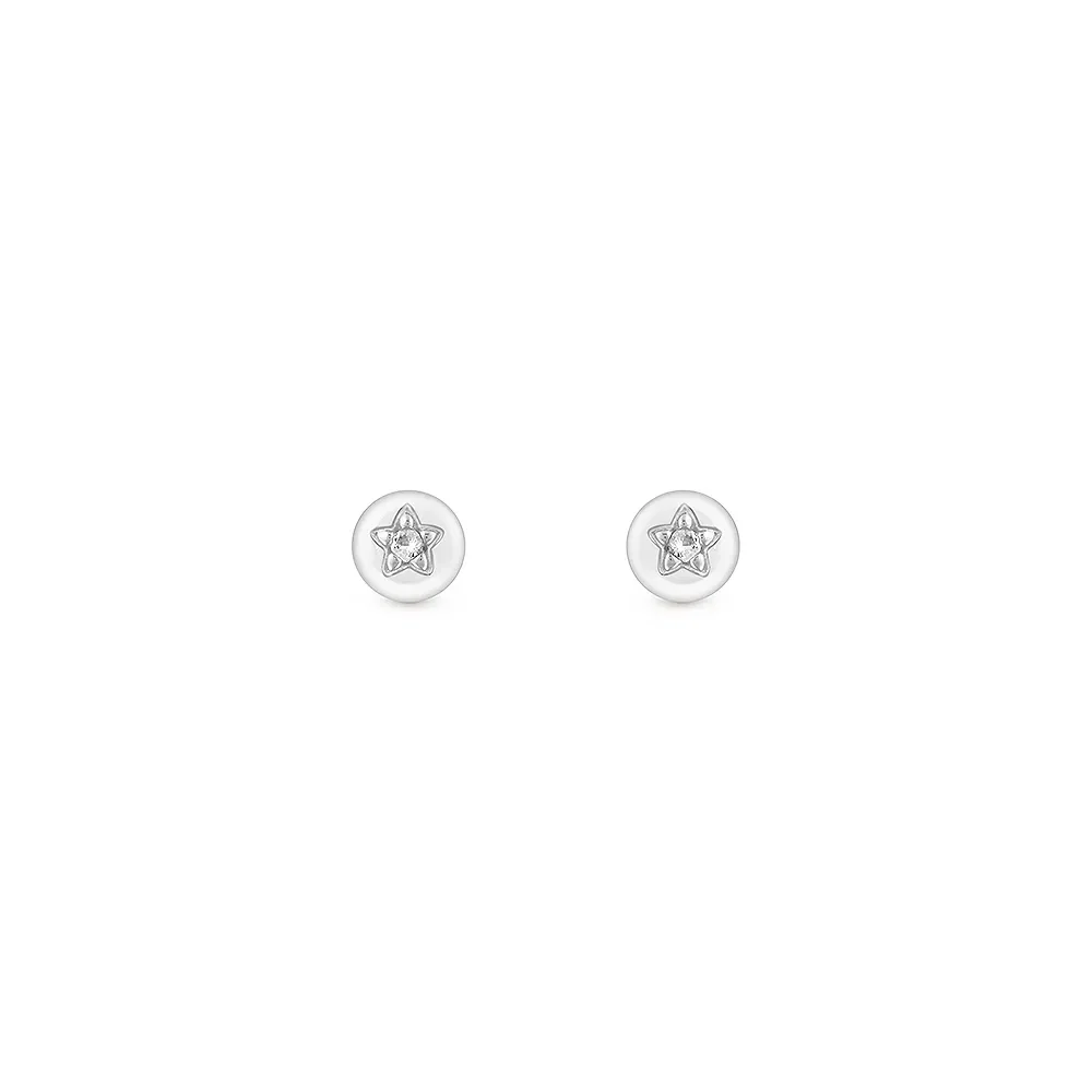 Brinco Baby Estrela em Ouro Branco 18k com Safiras Incolores — imagem 1