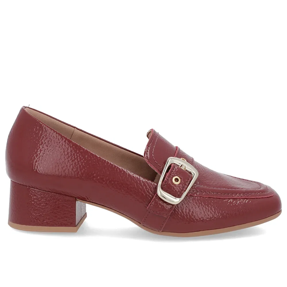 Loafer Vermelho Verniz Bico Quadrado Fivela — imagem 1