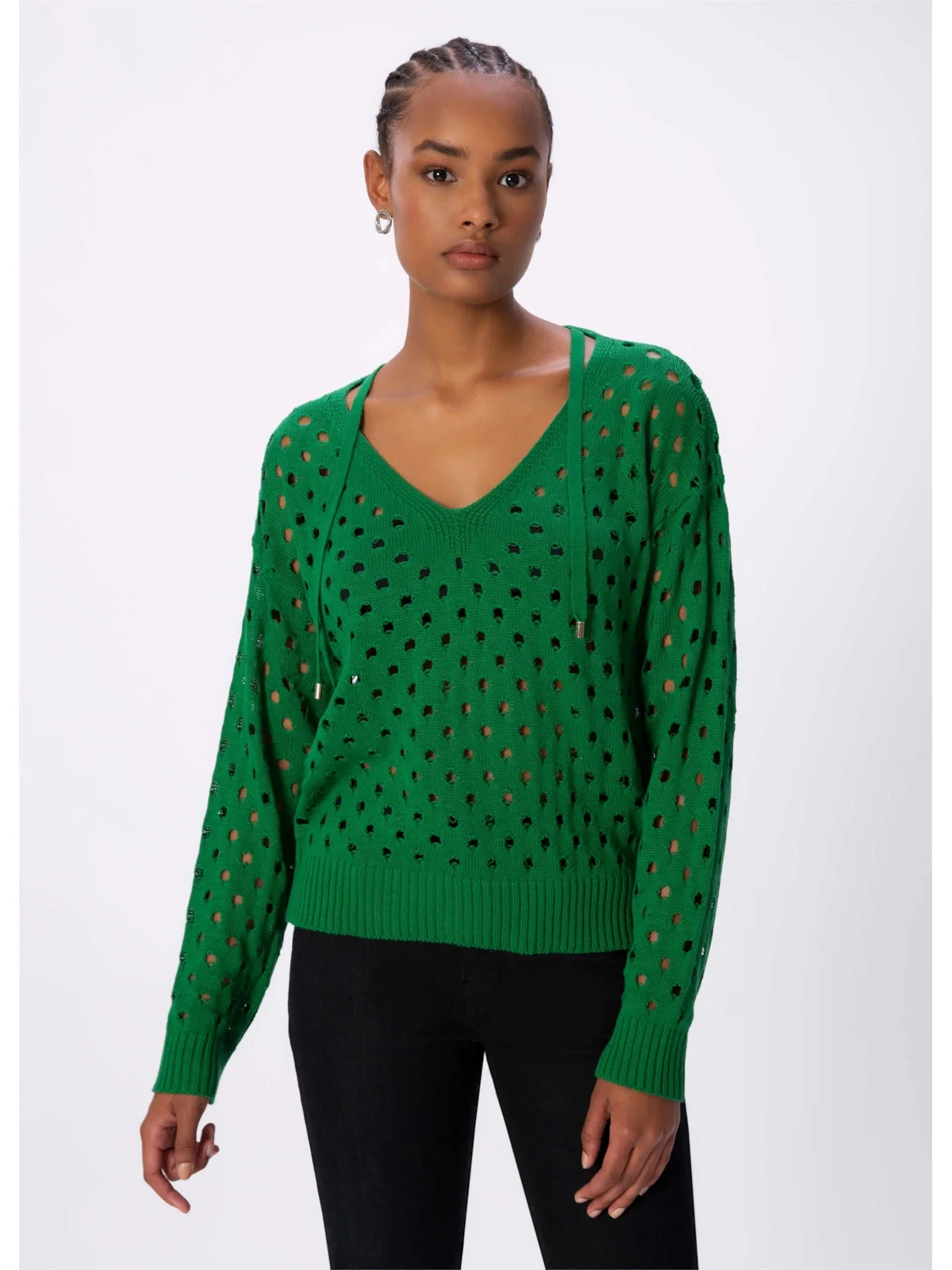 Tricot Pull Ponto Aberto Verde Bandeira — imagem 1
