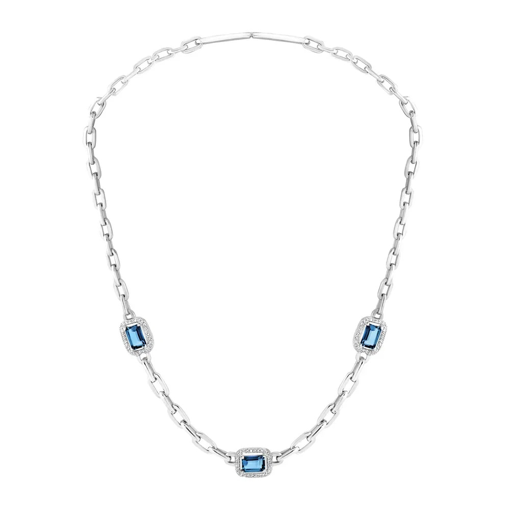 Colar Chains Color em Prata 925 com Topázios London e Safiras Incolores, 38cm — imagem 1