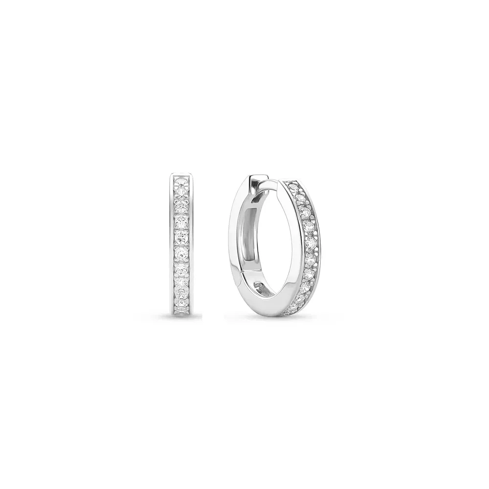 Argola Life Glam em Prata 925 com Pedras Incolores, 12mm — imagem 1
