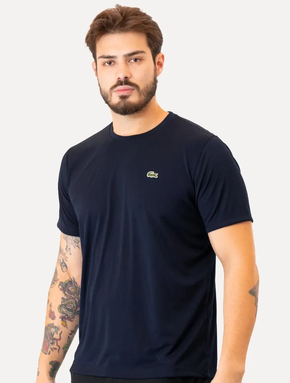 Camiseta Lacoste Masculina Plain Croc Trainning Poliéster Azul Marinho