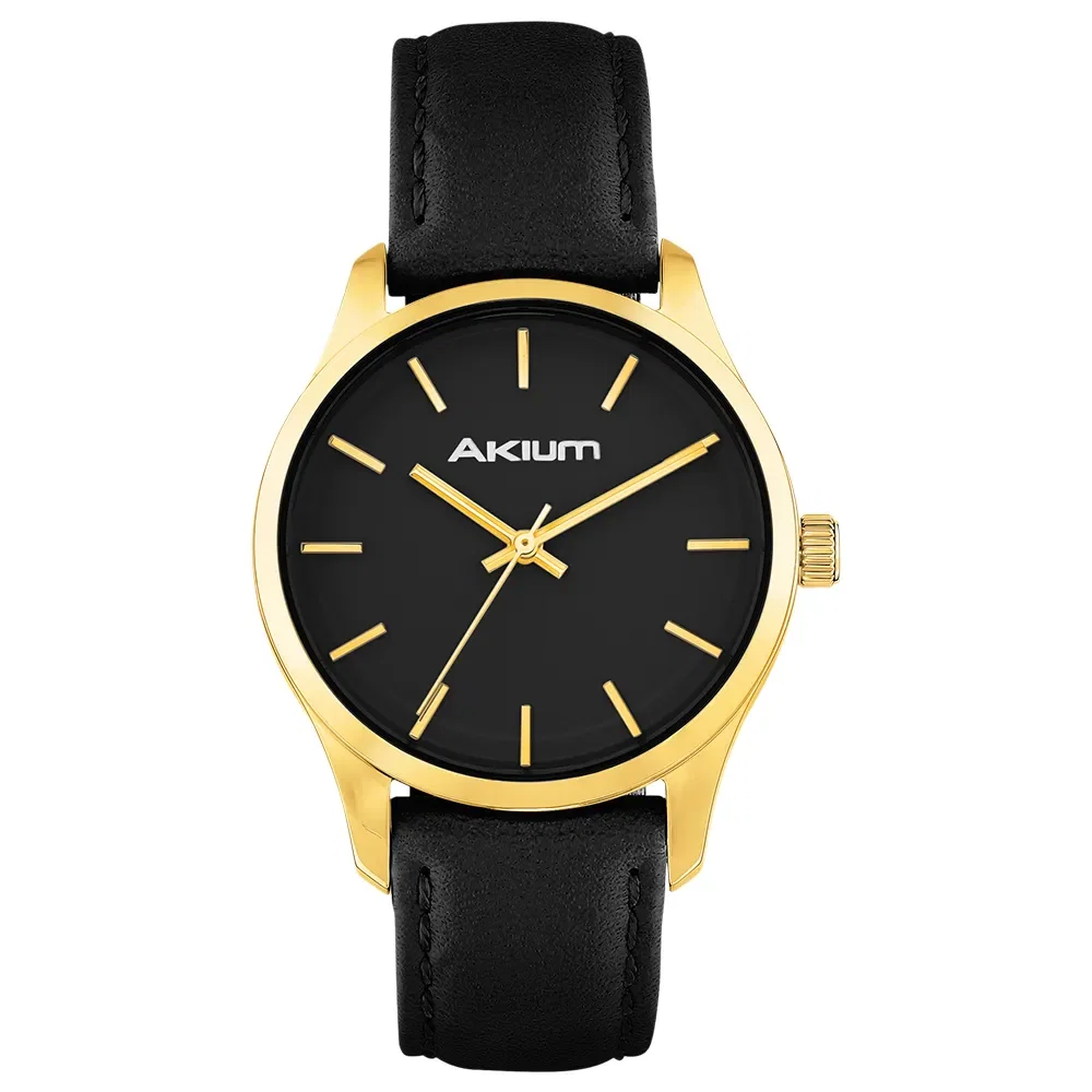 Relógio Akium Lady Casual Feminino Couro Preto